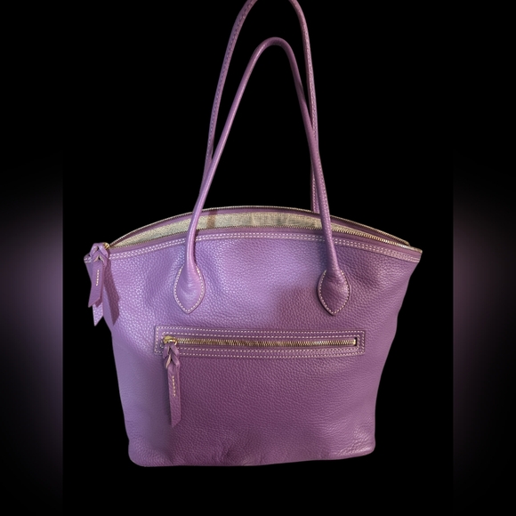 Dooney & Bourke Purple Leather Tote Bag - Picture 2 of 11